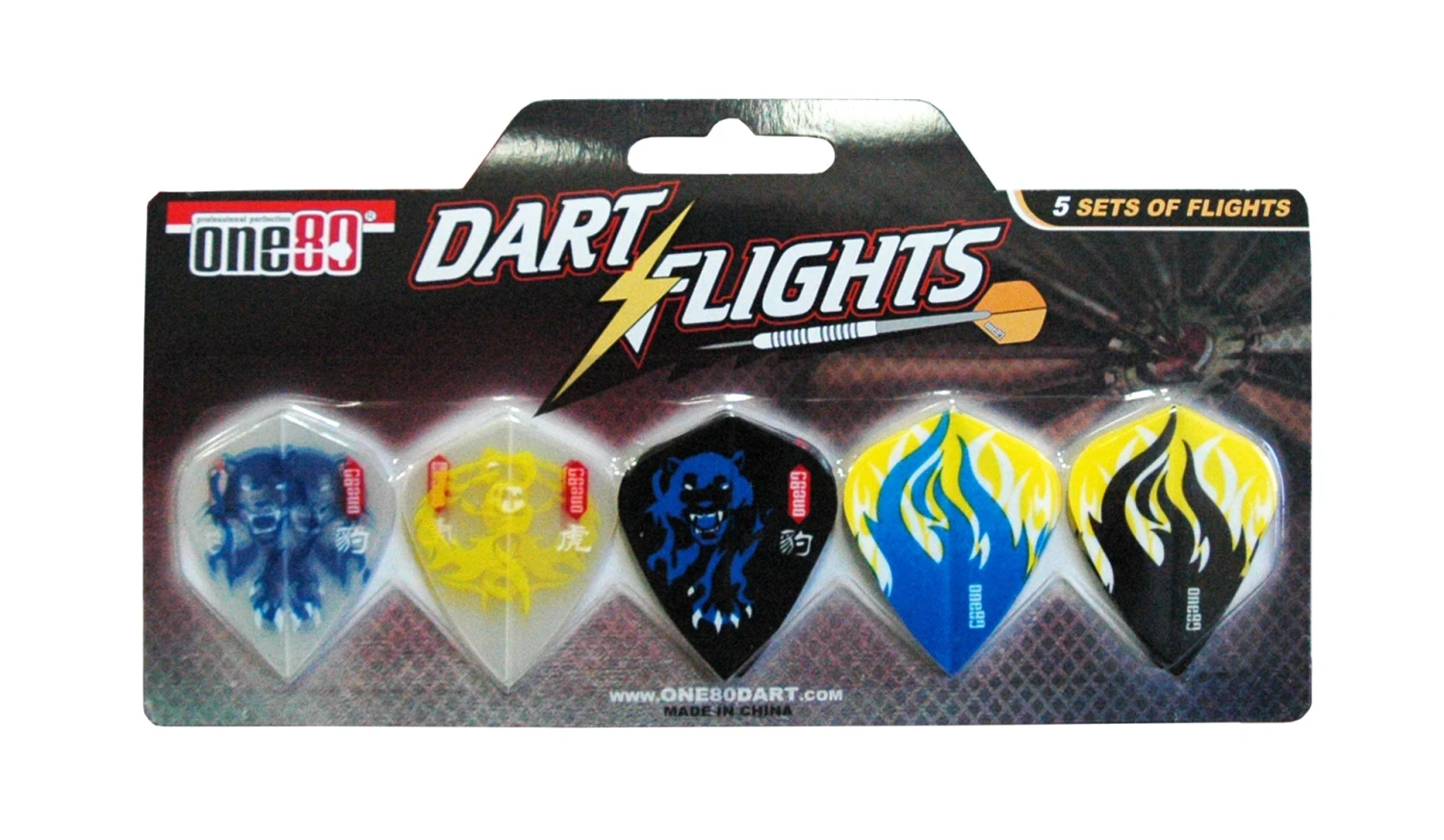 ONE 80 SET OF 5 DART FLIGHTS- KYTE 1 ONE 80 SET OF 5 DART FLIGHTS- KYTE